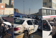 دلیل ترافیک سنگین در اتوبان پاسداران تبریز / برخورد پژو با گاردریل