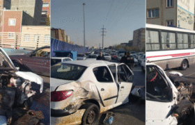 دلیل ترافیک سنگین در اتوبان پاسداران تبریز  / برخورد پژو با گاردریل 