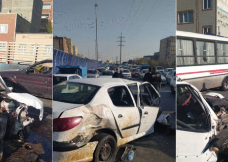 دلیل ترافیک سنگین در اتوبان پاسداران تبریز  / برخورد پژو با گاردریل 