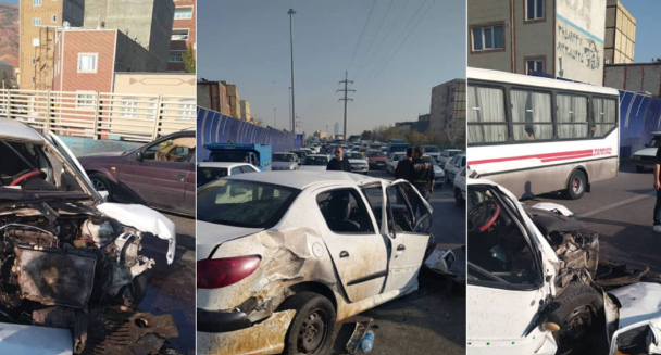 دلیل ترافیک سنگین در اتوبان پاسداران تبریز  / برخورد پژو با گاردریل 